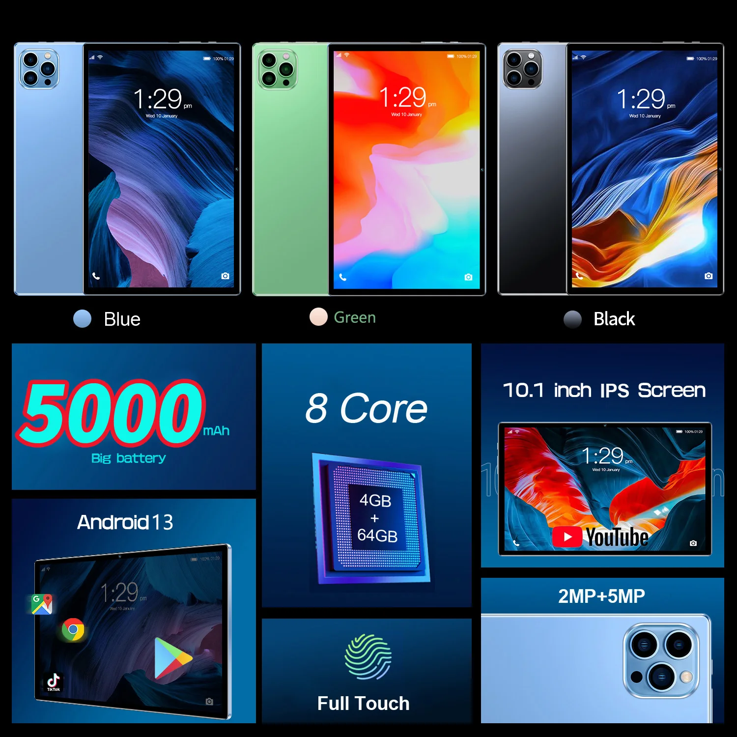 New 10.1 Inch Tablets Octa Core 4GB RAM 64GB ROM Dual SIM Cards 3G Phone Call WiFi Bluetooth Google Play Tablet Pc Android 13 - Image 6