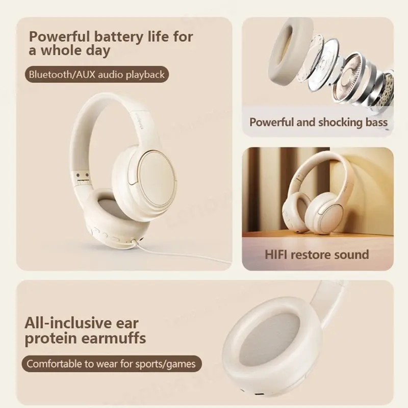 Original Lenovo TH20 Wireless Bluetooth 5.3 Headphones Dual Mode Headset Foldable Sport Headphone Music Headset Gaming Earphone - Image 2