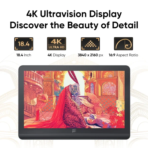 XPPen Artist Pro 19 (Gen 2) 4K Graphics Tablet Monitor with 99.8% sRGB X3 Pro Stylus 18.4 Inch Drawing Display for Windows Mac - Image 2