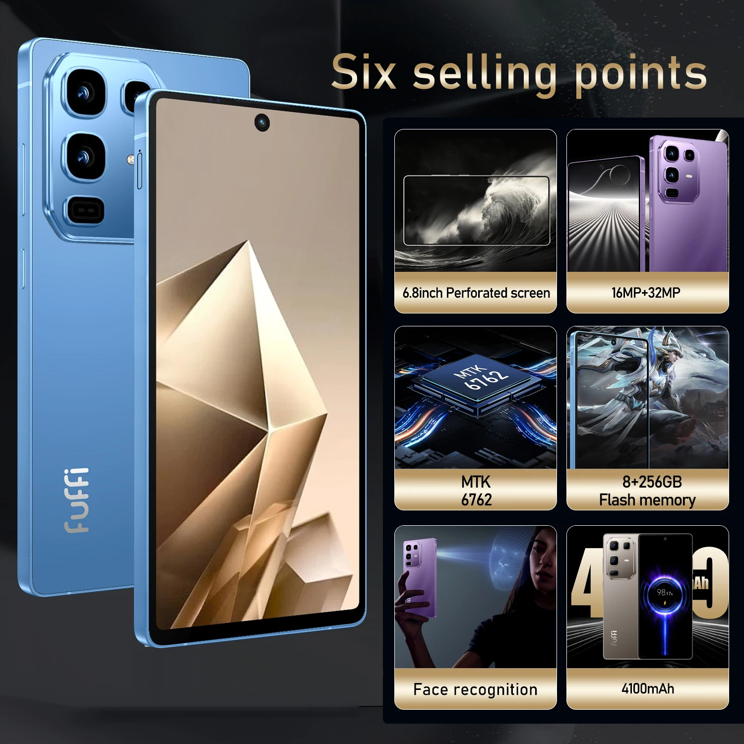 FUFFI S24 Pro Smartphone Cellphone Android 12 6.8inch Screen,8+256GB 16+32MP Mobile phone 4100mAh Google Play Store Phone - Image 2