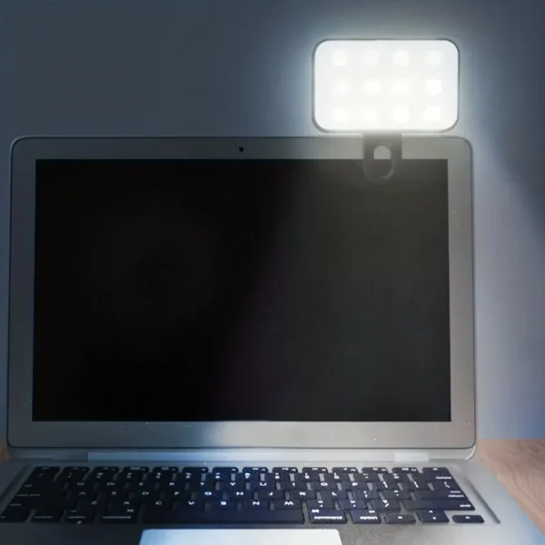 Mini Rechargeable Selfie Fill Light - 3 Color Modes, Adjustable Brightness, Clip-on LED Light for Mobile Phones & Computers - Image 2