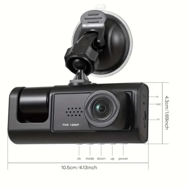 Dash Cam W/ IR Night Vision Loop Recording & 2" IPS Screen 1080P 3 Camera ， DVR recorder, video recorder, Vehicle DVR - Image 2