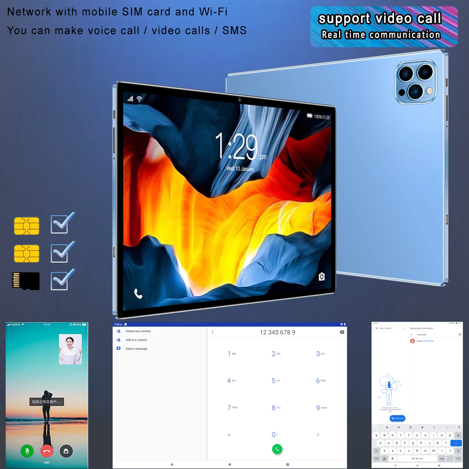 New 10.1 Inch Tablets Octa Core 4GB RAM 64GB ROM Dual SIM Cards 3G Phone Call WiFi Bluetooth Google Play Tablet Pc Android 13 - Image 2