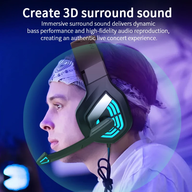 G7 LED Light Gaming Headset USB Stereo Surround Wired Headphone with Noise Reduction Mic Earphones for Computer PC Gamer - Image 3