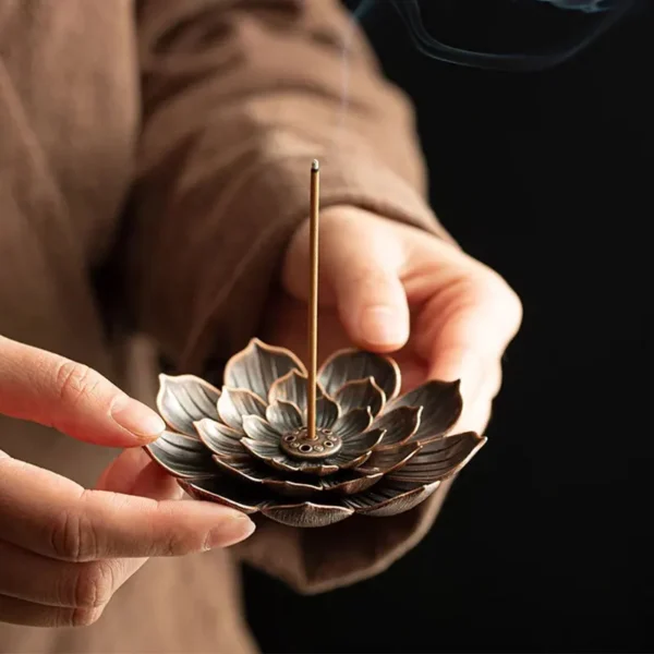 Meditation Buddha Sandalwood Stick Holder Burner Round Dish Lotus Flower Catcher Plate Incense Holders Home Decor kadzidełka - Image 6