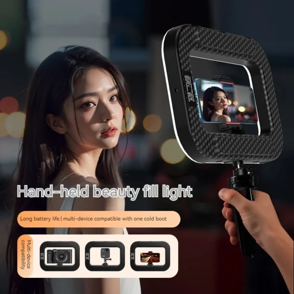 New Handheld Ring LED Rechargeable Fill light Portable Mobile Phone Live Broadcast Photography Desktop Rabbit Cage Selfie Light - Image 6