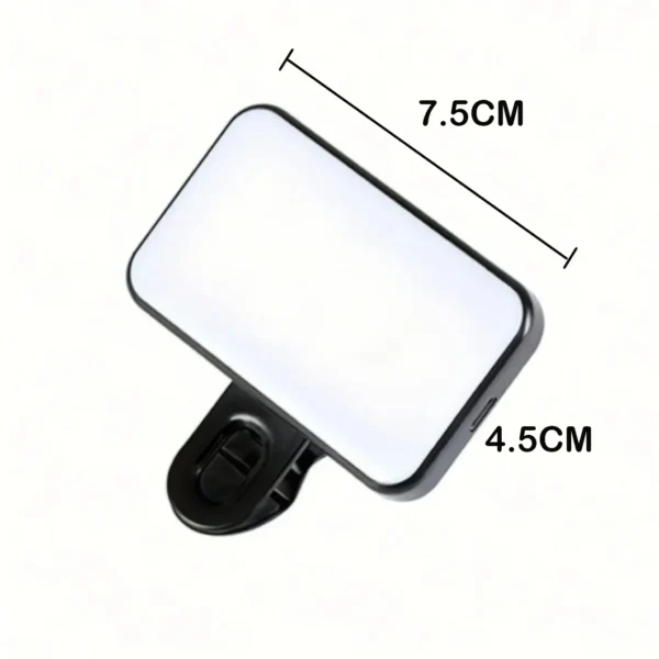 Mini Rechargeable Selfie Fill Light - 3 Color Modes, Adjustable Brightness, Clip-on LED Light for Mobile Phones & Computers - Image 5
