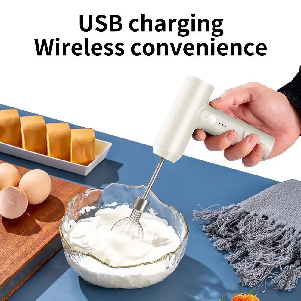 Manual mixer, electric wireless egg beater, semi-automatic household USB charging multi-functional milk foam maker - Image 2