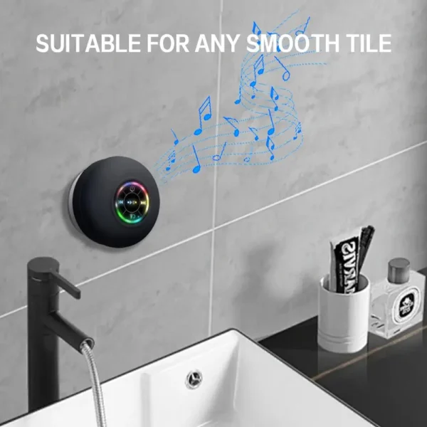 Waterproof Bluetooth Speaker with Colorful LED Lights, Strong Suction Cup & Phone Holder, Portable Mini Speaker for Outdoor/Show - Image 2