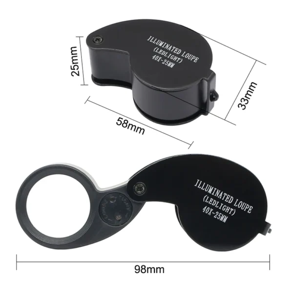 40X-25mm LED Illuminated Jewelers Loupe Magnifier With Light Diamond Eye Magnifying Glass For Jewelry Antiques Coins Stamps - Image 4