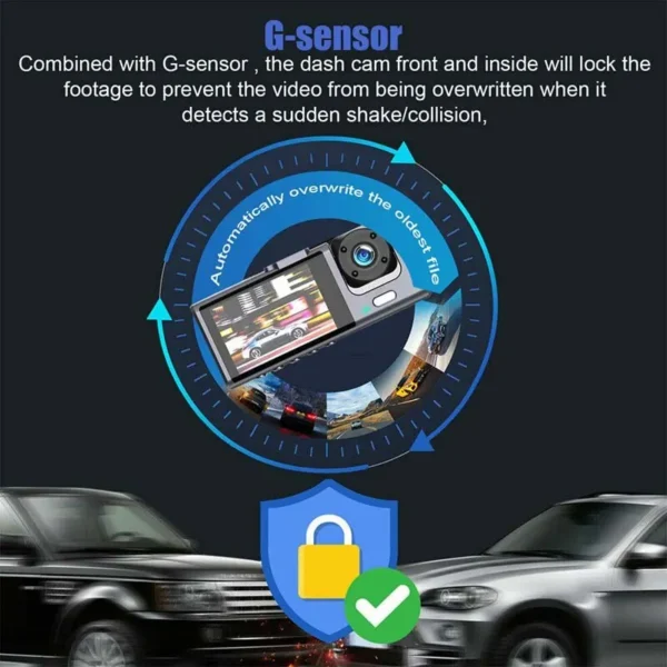 Dash Cam W/ IR Night Vision Loop Recording & 2" IPS Screen 1080P 3 Camera ， DVR recorder, video recorder, Vehicle DVR - Image 5