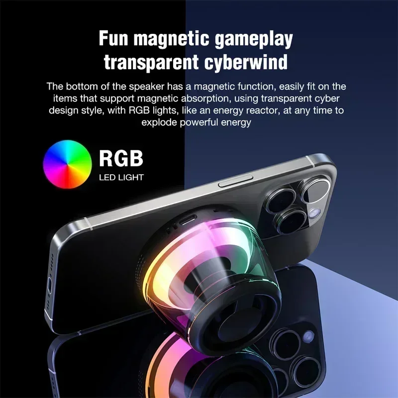Magnetic Bluetooth Speaker RGB Mini Portable Speaker Magnetic Phone Holder Ring Wireless Sound Box Bluetooth Speaker Tower - Image 3