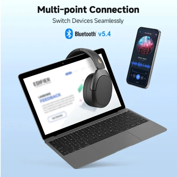 Edifier W830NB Wireless Headphones Bluetooth 5.4 Active Noise Cancelling Hi-Res Over-Ear Headset LDAC Foldable -45dB ANC 94H - Image 6