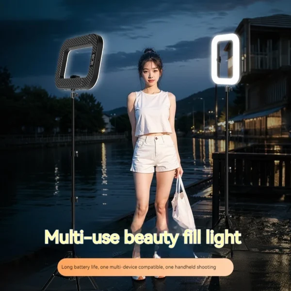 New Handheld Ring LED Rechargeable Fill light Portable Mobile Phone Live Broadcast Photography Desktop Rabbit Cage Selfie Light - Image 5