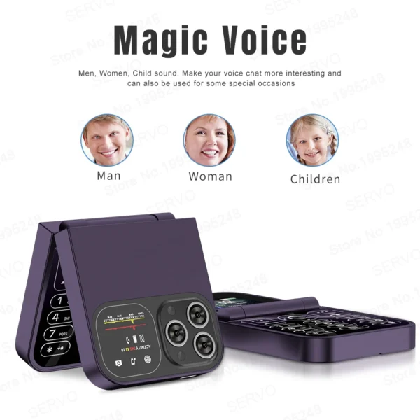 SERVO Classic Small Flip Mobile Phone 2G Dual SIM Card Blacklist Speed Dial 2.0“ Screen 180° Fold Button Cellphones New upgrade - Image 5