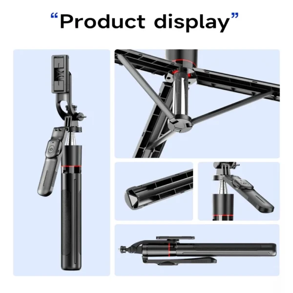MEUYAG Selfie Stick Tripod with 1708mm Long Monopod Fill Light, Bluetooth Remote, 360° Rotation, 1/4 Interface, for mobile phone - Image 6