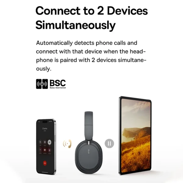 Baseus Bowie D05 Wireless Headphone 3D Spatial Audio Earphone Bluetooth 5.3 Headset 40mm Driver Foldable Over Ear Headphone 70H - Image 6