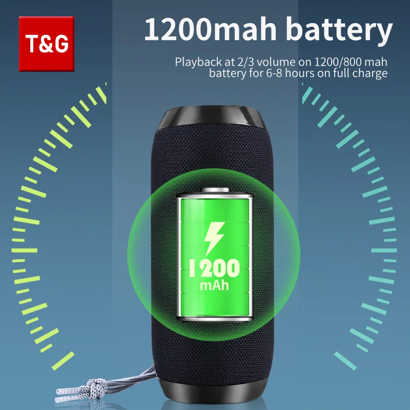 Bluetooth Speaker T&G TG117 Portable TWS Sound Box Waterproof Loudspeaker Outdoor Stereo Surround Speakers Support TF FM Radio - Image 3