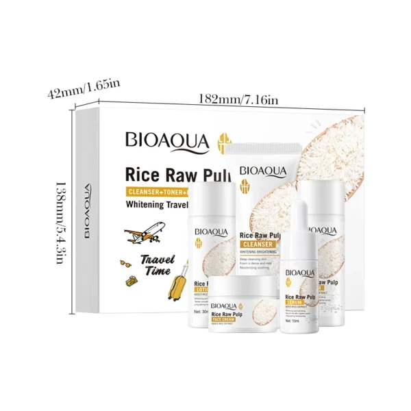 Rice Puree Skin Care Set Whitening Brighten Hydrating Moisturize Soothing facial cleanser+toner+essence+lotion+cream skincare - Image 4