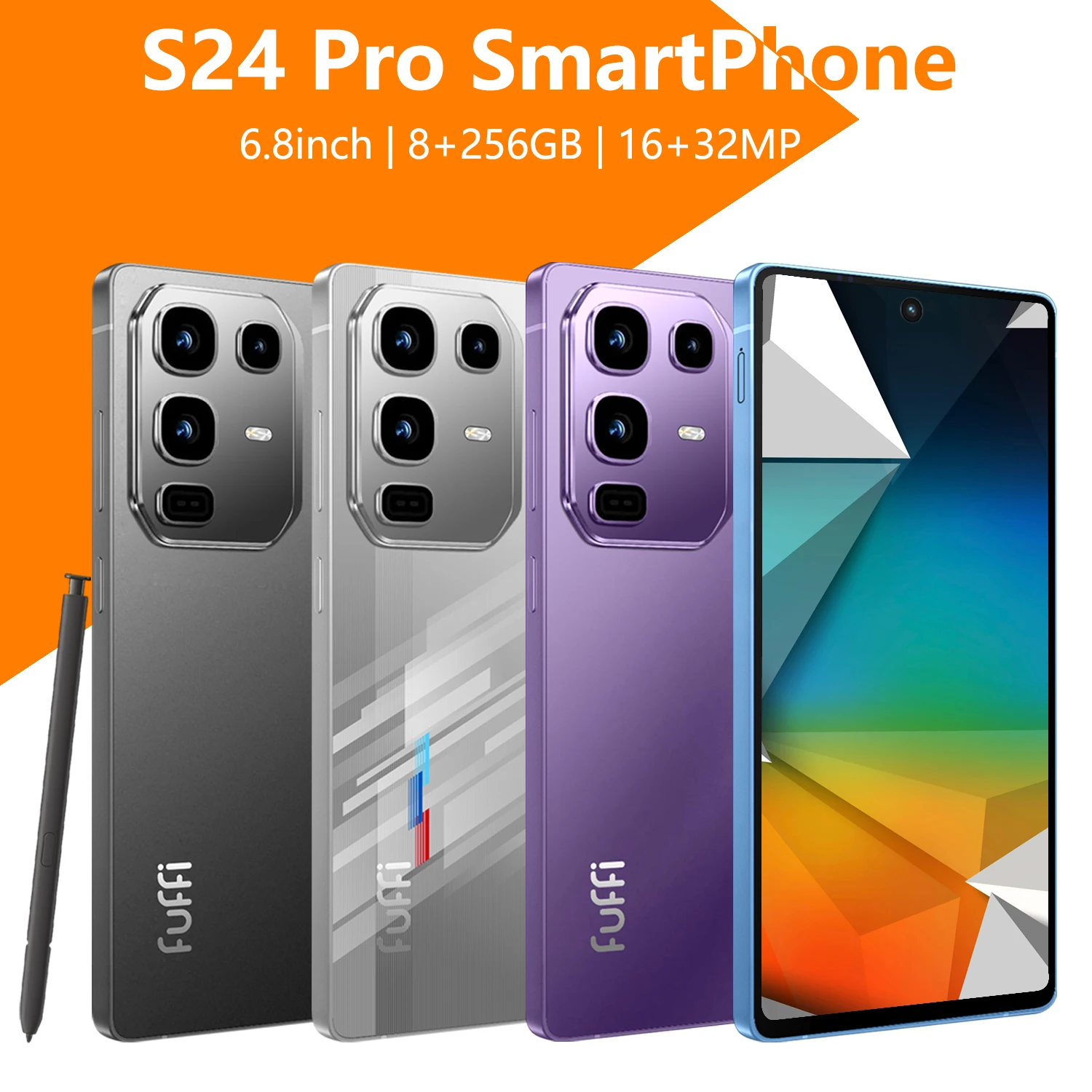 FUFFI S24 Pro Smartphone Cellphone Android 12 6.8inch Screen,8+256GB 16+32MP Mobile phone 4100mAh Google Play Store Phone
