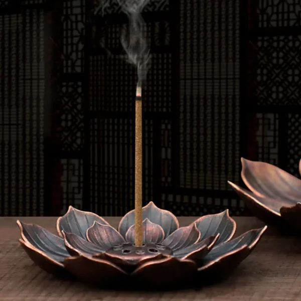 Meditation Buddha Sandalwood Stick Holder Burner Round Dish Lotus Flower Catcher Plate Incense Holders Home Decor kadzidełka - Image 2