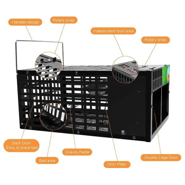 High Quality Double-door Big Mouse Rats Live Trap Cage/Strong Catch Bait/Pest Control - Image 3