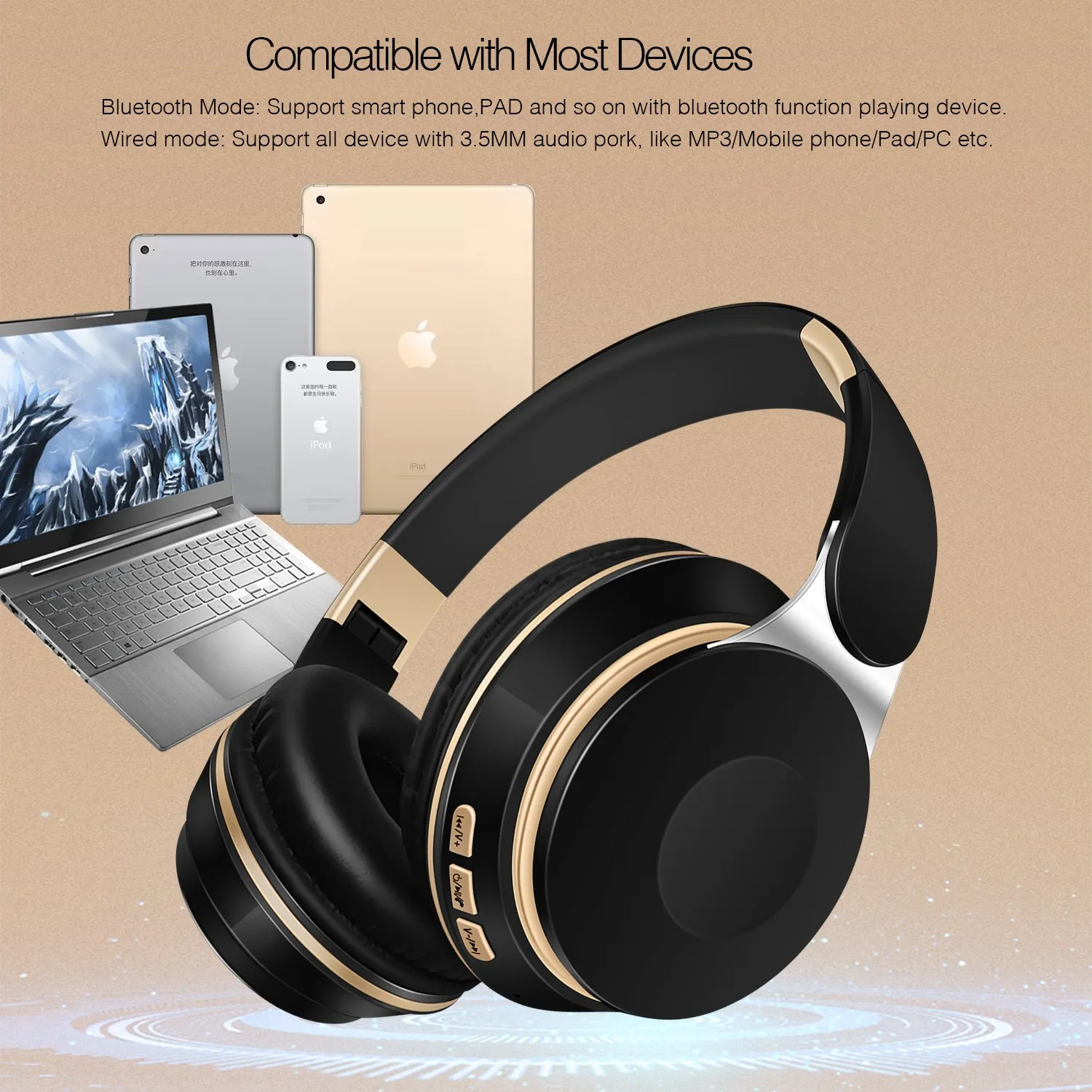 2025 New Wireless Bluetooth Headphone Stereo Headband Headset Support SD Card with Mic for Xiaomi Iphone Sumsamg Tablet - Image 3
