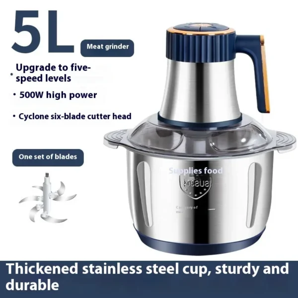 LXT Household Stainless Steel Meat Chopper Blender Yam Pounding Machine Pounder 5 Litters Electric Meat Grinder - Image 4