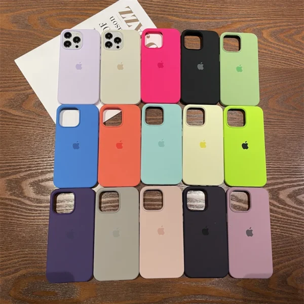 Original Liquid Silicone Phone Case for Apple iPhone 16 15 13 14 11 12 Pro Max Cases for iPhone 15 14 16 Plus Full LOGO Cover - Image 2