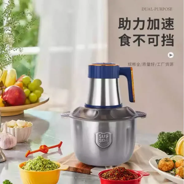 LXT Household Stainless Steel Meat Chopper Blender Yam Pounding Machine Pounder 5 Litters Electric Meat Grinder