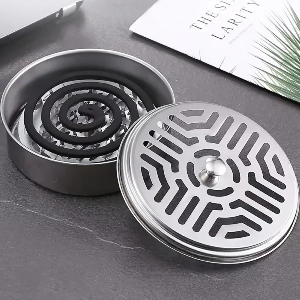 1PC Incense Holder, Mosquito Coil Tray Holder For Household With Lid, Outdoor Mosquito Coil Box, For Living Room And Bedroom - Image 2