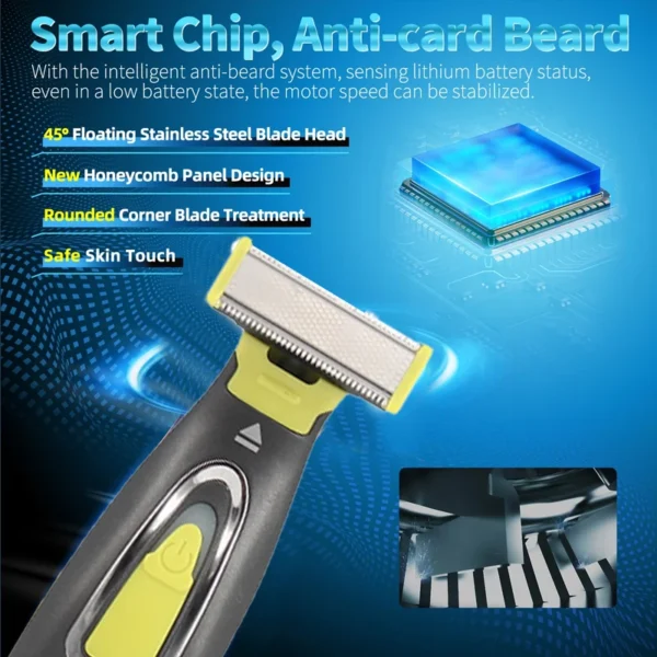 Electric Shaver for Men and Women Portable Full Body Trimmer USB T Shaped Blade Razor for Beard Armpit with 2 Replacement Blades - Image 3