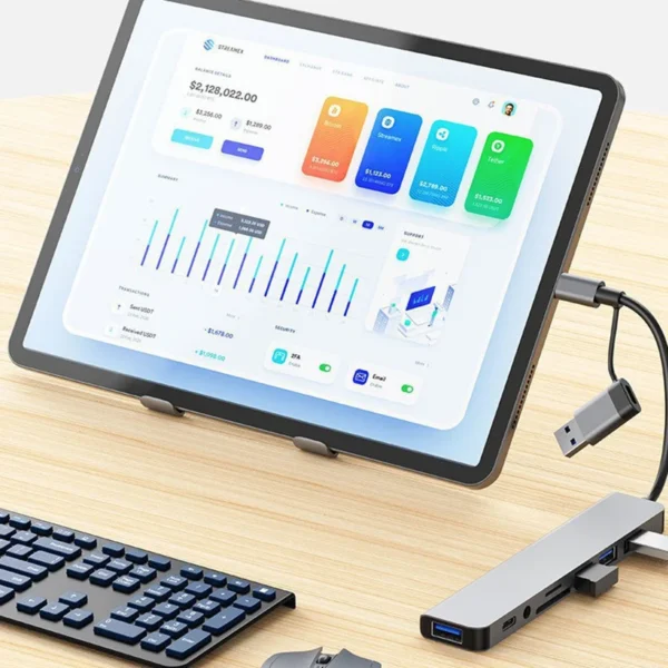 8 in 2 USB +Type C HUB Docking Station with 3.5mm Audio Jack Adapter Micro SD Card Reader Laptop Tablet Phone Disk Converter - Image 4