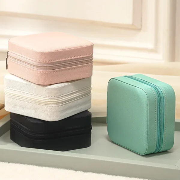 Portable Mini Jewelry Storage Box Travel Organizer Jewelry Case Leather Storage Earrings Necklace Ring Jewelry Organizer Display - Image 4