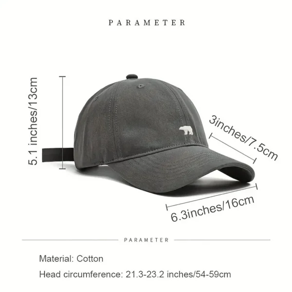 Stylish Bear Embroidered Baseball Cap Sun Protective Breathable Adjustable Ideal Casual Hat Men Women Unisex Baseball Cap - Image 5