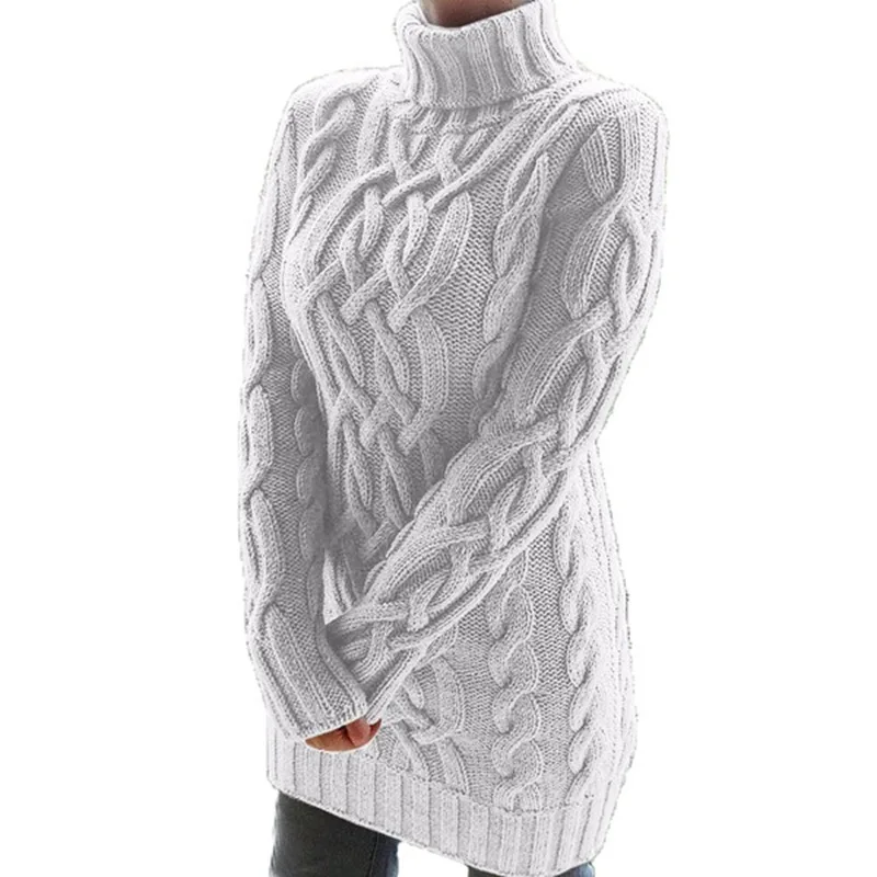 Sweaters For Women Pullover 2024 Warm Turtleneck Thickened Twist Print High Collar Thick Thread Twist Sweater Clothes MMY120352 - Image 3