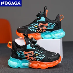 New Anti-skid Leather Kids Sneakers for Boys Running Walking Lightweight Casual Shoes With Fashion Dragon Pattern Size 28-39