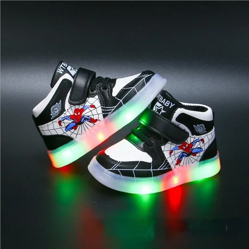 Disney Children's Led Light Shoes Fashion Aoger Spiderman Boys Sneakers Girls Cartton Casual Shoes Breathable Kids Sport Shoes - Image 4