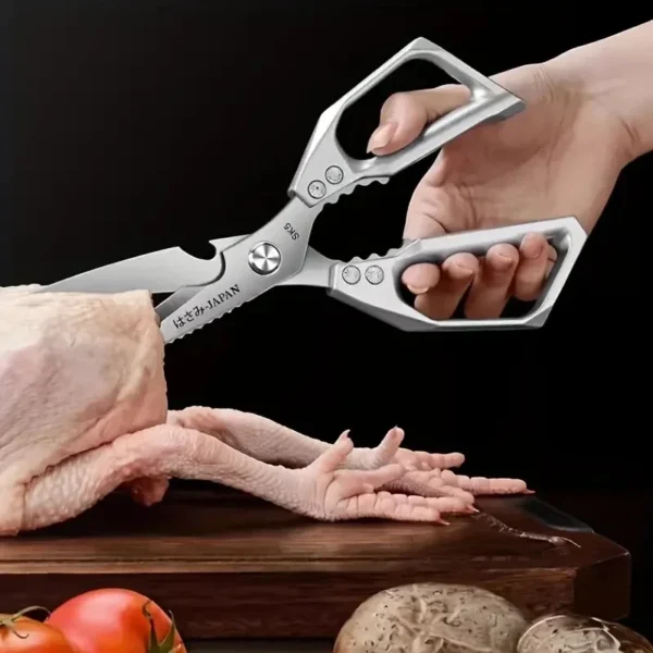 1pc Heavy-Duty Kitchen Scissors Stainless Steel Multi-Purpose Shears for Meat and Roast Cutting Household Cooking Food Scissors - Image 2