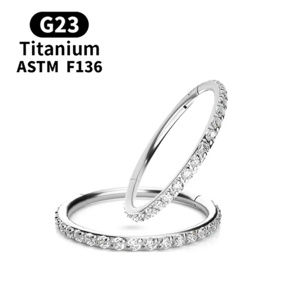 18G/16G Women's Round Earrings G23 F136 Titanium Nose Ring Hinge Clicker Open Diaphragm Nose Ring Fashion Lady Piercing Jewelry - Image 2