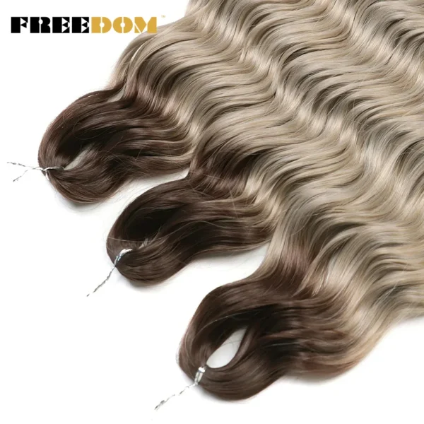 Synthetic Loose Deep Wave Braiding Hair Extensions 24 Inch Deep Curly Twist Crochet Braid Hair Ombre Blonde Brown Anna Hair - Image 4