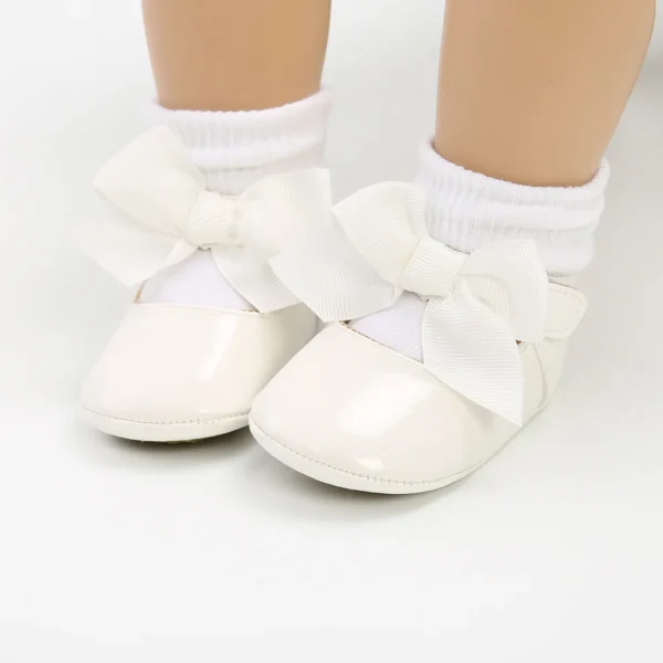 Meckior Baby Shoes Bowknot Rubber Sole Anti-slip PU Ballet Slippers Baby Girl Dress Shoes First Walker Toddler Crib Shoes - Image 6