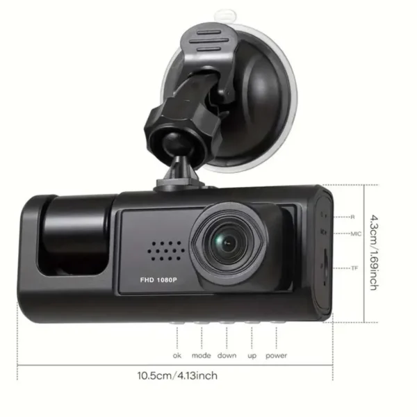 Dash Cam W/ IR Night Vision Loop Recording & 2" IPS Screen 1080P 3 Camera ， DVR recorder, video recorder, Vehicle DVR - Image 2