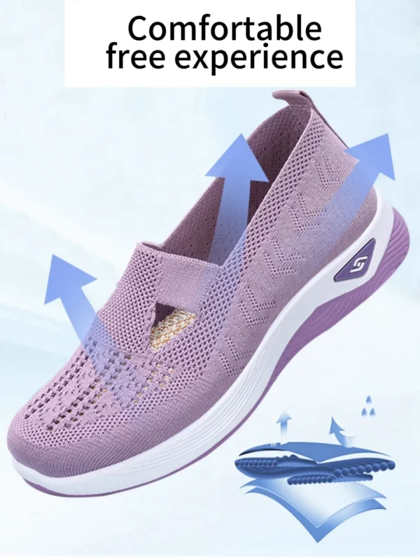 Women's shoes Solid Color Breathable Sneakers, casual sneaker women's summer sneakers, Low-top Knitted Casual Shoes Mom Shoes - Image 2