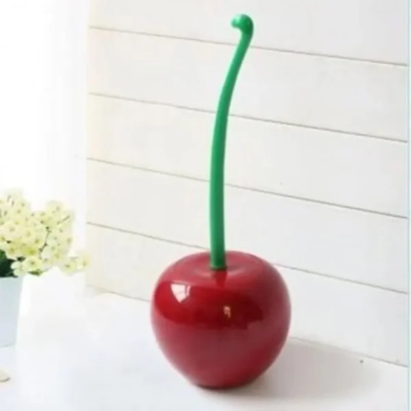 Red Toilet brush toilet holder bathroom accessories Creative Lovely Cherry Shape Lavatory Brush Toilet Brush Holder Set - Image 6