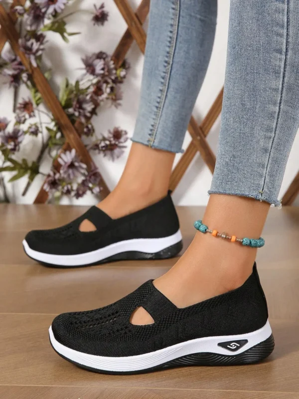 Women's shoes Solid Color Breathable Sneakers, casual sneaker women's summer sneakers, Low-top Knitted Casual Shoes Mom Shoes - Image 3
