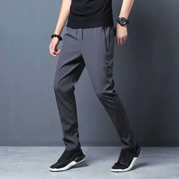 Summer men's ice silk quick drying casual pants slim fit Korean version ice silk pants sports pants straight tube quick drying p - Image 3
