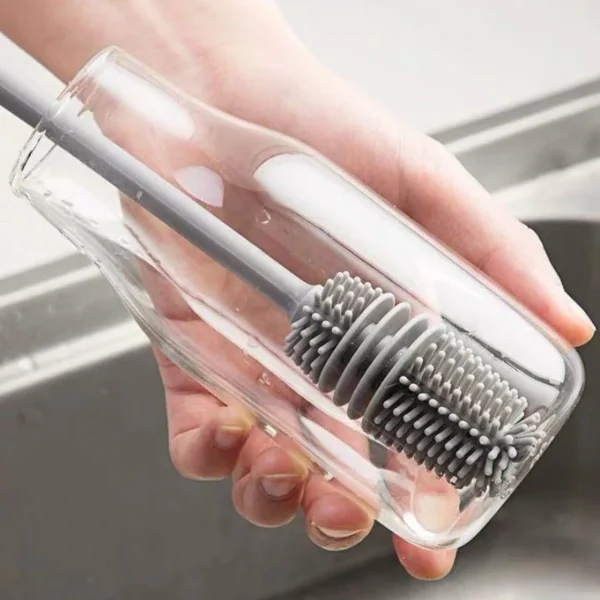 Silicone Milk Bottle Brush Cup Scrubber Glass Cleaner Kitchen Cleaning Tool Long Handle Drink Bottle Glass Cup Cleaning Brush - Image 2