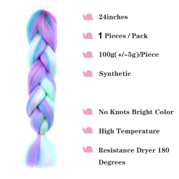 Synthetic 24Inch Jumbo Braids Hair Extension Afro Ombre Color Box Yaki Straight Crochet Braid DIY Hair for Women - Image 2