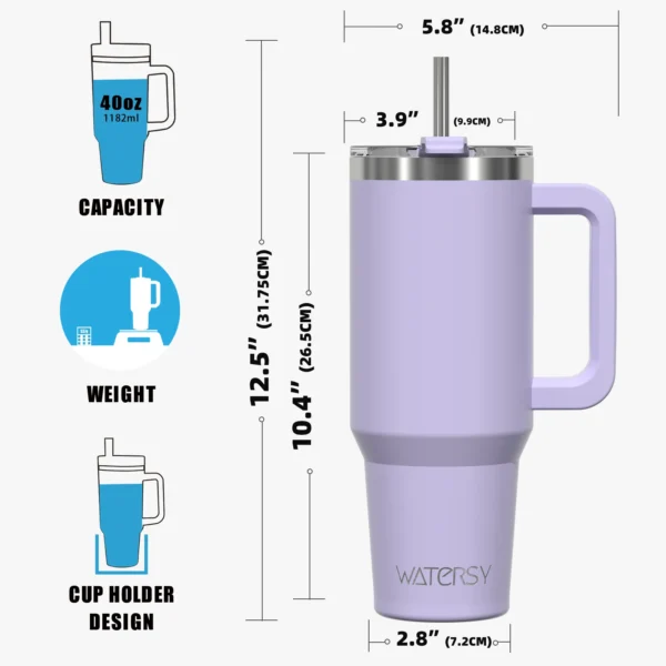 891/1182ml Insulated Mug With Handle And Straw Large Capacity 40oz Tumbler Stainless Steel Water Bottle Office Home Thermal Mug - Image 4